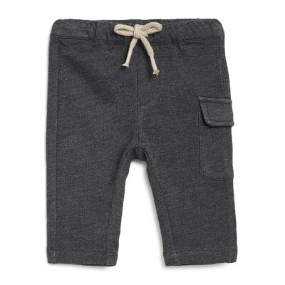 Boys Dark Grey Solid Long Trousers